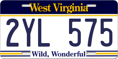 WV license plate 2YL575