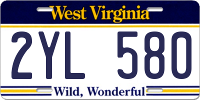 WV license plate 2YL580