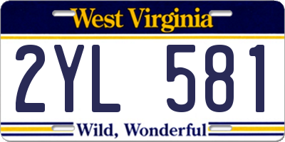 WV license plate 2YL581