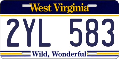 WV license plate 2YL583