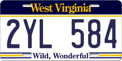 WV license plate 2YL584
