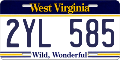 WV license plate 2YL585