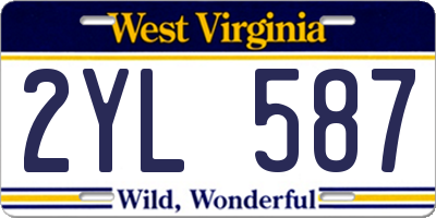 WV license plate 2YL587