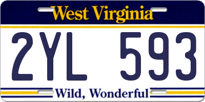 WV license plate 2YL593