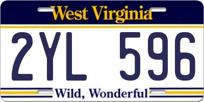 WV license plate 2YL596