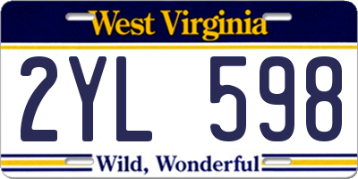 WV license plate 2YL598