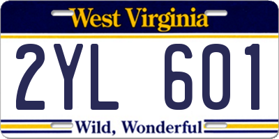 WV license plate 2YL601