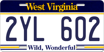 WV license plate 2YL602