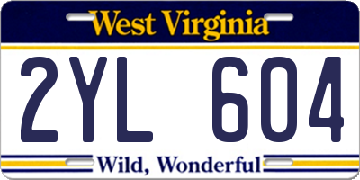 WV license plate 2YL604