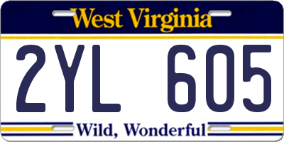 WV license plate 2YL605