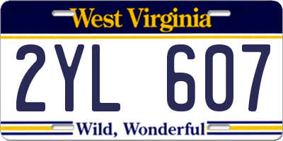 WV license plate 2YL607