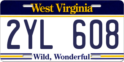 WV license plate 2YL608
