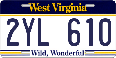 WV license plate 2YL610