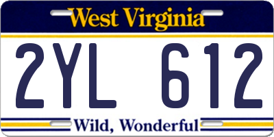 WV license plate 2YL612