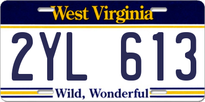 WV license plate 2YL613