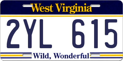 WV license plate 2YL615