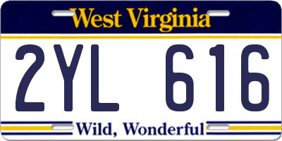 WV license plate 2YL616