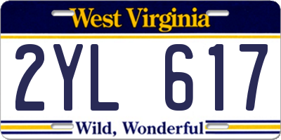 WV license plate 2YL617
