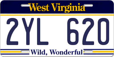 WV license plate 2YL620