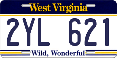 WV license plate 2YL621