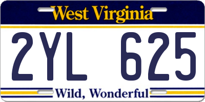 WV license plate 2YL625