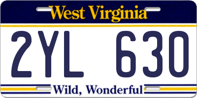 WV license plate 2YL630