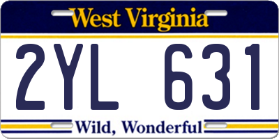 WV license plate 2YL631