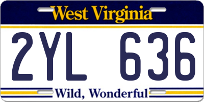 WV license plate 2YL636