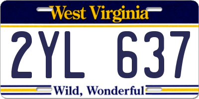 WV license plate 2YL637