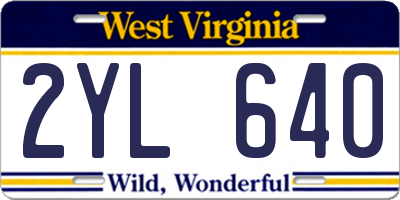 WV license plate 2YL640