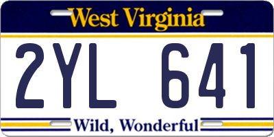 WV license plate 2YL641