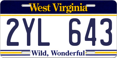 WV license plate 2YL643