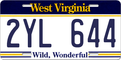 WV license plate 2YL644