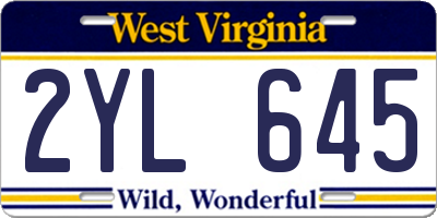 WV license plate 2YL645