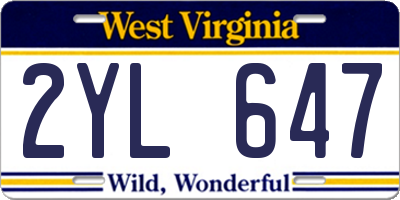 WV license plate 2YL647