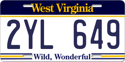 WV license plate 2YL649