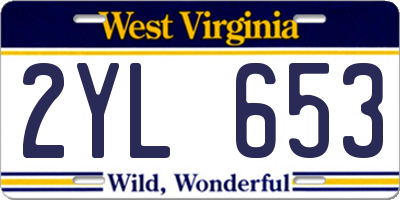 WV license plate 2YL653