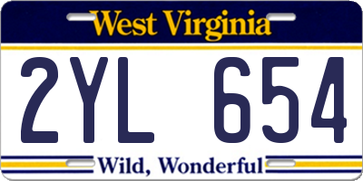 WV license plate 2YL654
