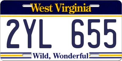 WV license plate 2YL655