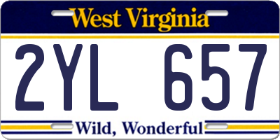 WV license plate 2YL657