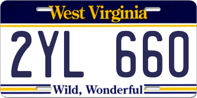 WV license plate 2YL660