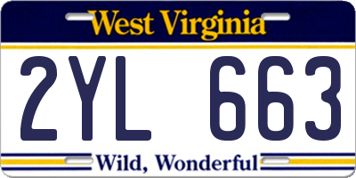 WV license plate 2YL663