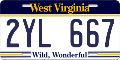 WV license plate 2YL667