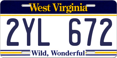 WV license plate 2YL672