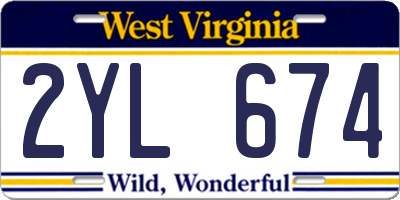WV license plate 2YL674