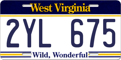 WV license plate 2YL675