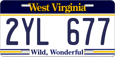 WV license plate 2YL677