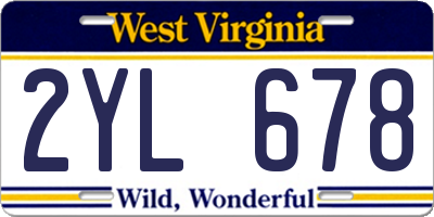 WV license plate 2YL678