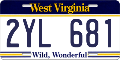 WV license plate 2YL681