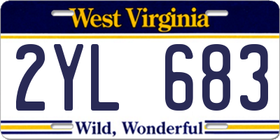 WV license plate 2YL683